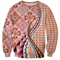 Aloha Vintage Palaka Floral Hawaiian Quilt Sweatshirt Ulaula Motif - Polynesian Pride