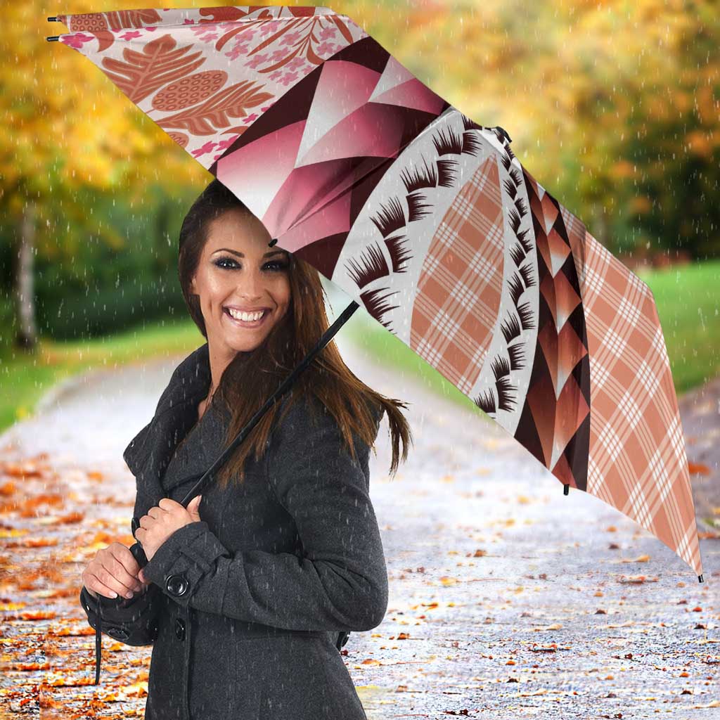 Aloha Vintage Palaka Floral Hawaiian Quilt Umbrella Ulaula Motif - Polynesian Pride