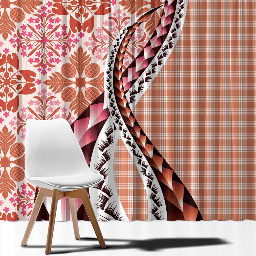 Aloha Vintage Palaka Floral Hawaiian Quilt Window Curtain Ulaula Motif - Polynesian Pride