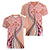 Aloha Vintage Palaka Floral Hawaiian Quilt Women V-Neck T-Shirt Ulaula Motif - Polynesian Pride