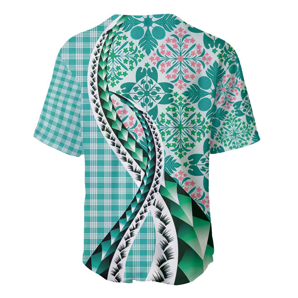 Aloha Vintage Palaka Floral Hawaiian Quilt Baseball Jersey Polu Motif - Polynesian Pride