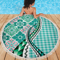 Aloha Vintage Palaka Floral Hawaiian Quilt Beach Blanket Polu Motif - Polynesian Pride