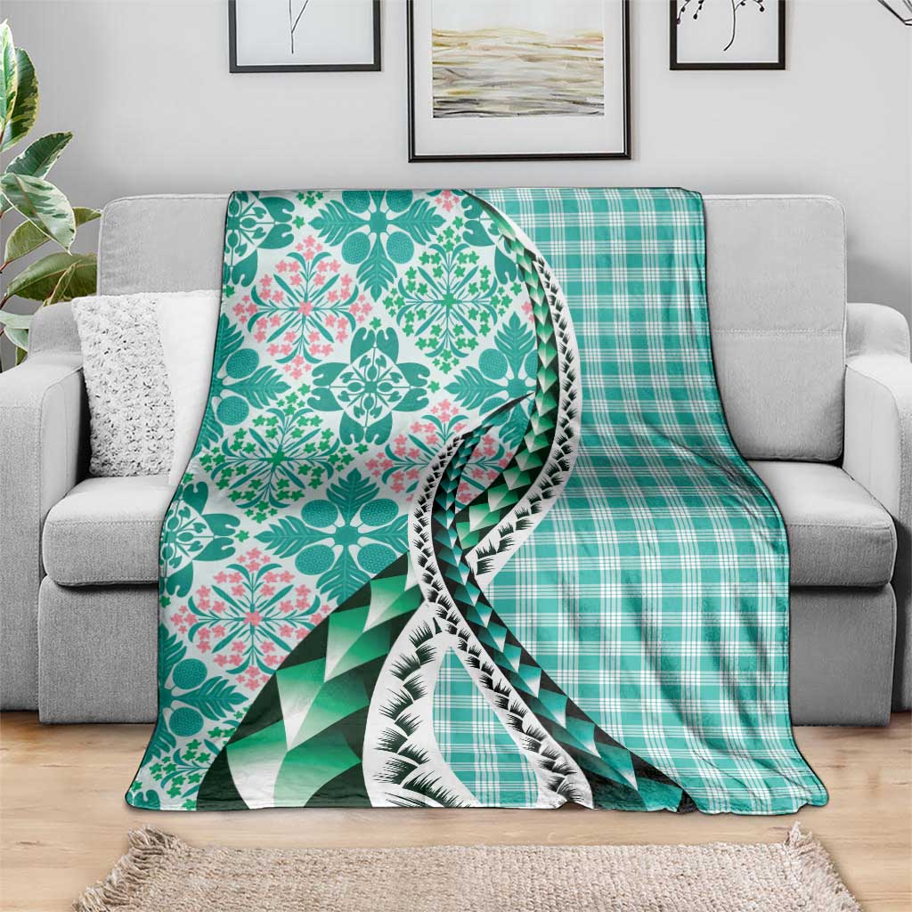 Aloha Vintage Palaka Floral Hawaiian Quilt Blanket Polu Motif - Polynesian Pride