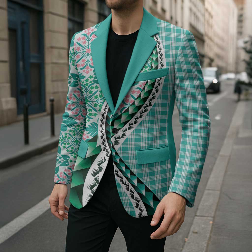 Aloha Vintage Palaka Floral Hawaiian Quilt Blazer Polu Motif - Polynesian Pride