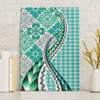 Aloha Vintage Palaka Floral Hawaiian Quilt Canvas Wall Art Polu Motif - Polynesian Pride