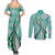 Aloha Vintage Palaka Floral Hawaiian Quilt Couples Matching Summer Maxi Dress and Long Sleeve Button Shirt Polu Motif - Polynesian Pride