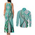 Aloha Vintage Palaka Floral Hawaiian Quilt Couples Matching Tank Maxi Dress and Long Sleeve Button Shirt Polu Motif - Polynesian Pride