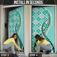 Aloha Vintage Palaka Floral Hawaiian Quilt Door Cover Polu Motif - Polynesian Pride