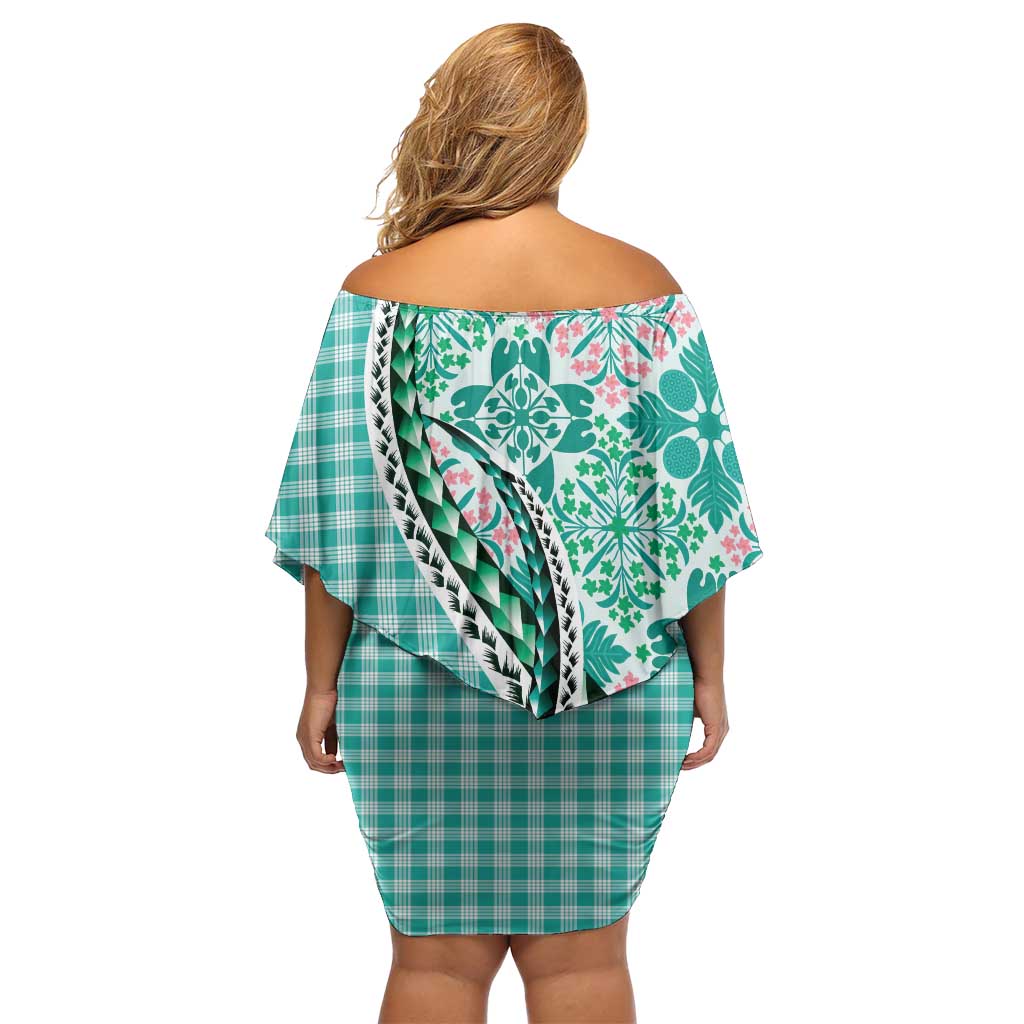 Aloha Vintage Palaka Floral Hawaiian Quilt Family Matching Off Shoulder Short Dress and Hawaiian Shirt Polu Motif - Polynesian Pride