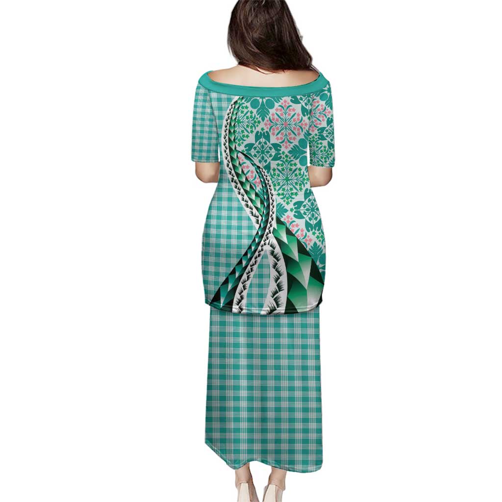 Aloha Vintage Palaka Floral Hawaiian Quilt Family Matching Puletasi and Hawaiian Shirt Polu Motif - Polynesian Pride