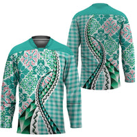 Aloha Vintage Palaka Floral Hawaiian Quilt Hockey Jersey Polu Motif - Polynesian Pride