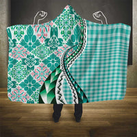 Aloha Vintage Palaka Floral Hawaiian Quilt Hooded Blanket Polu Motif - Polynesian Pride