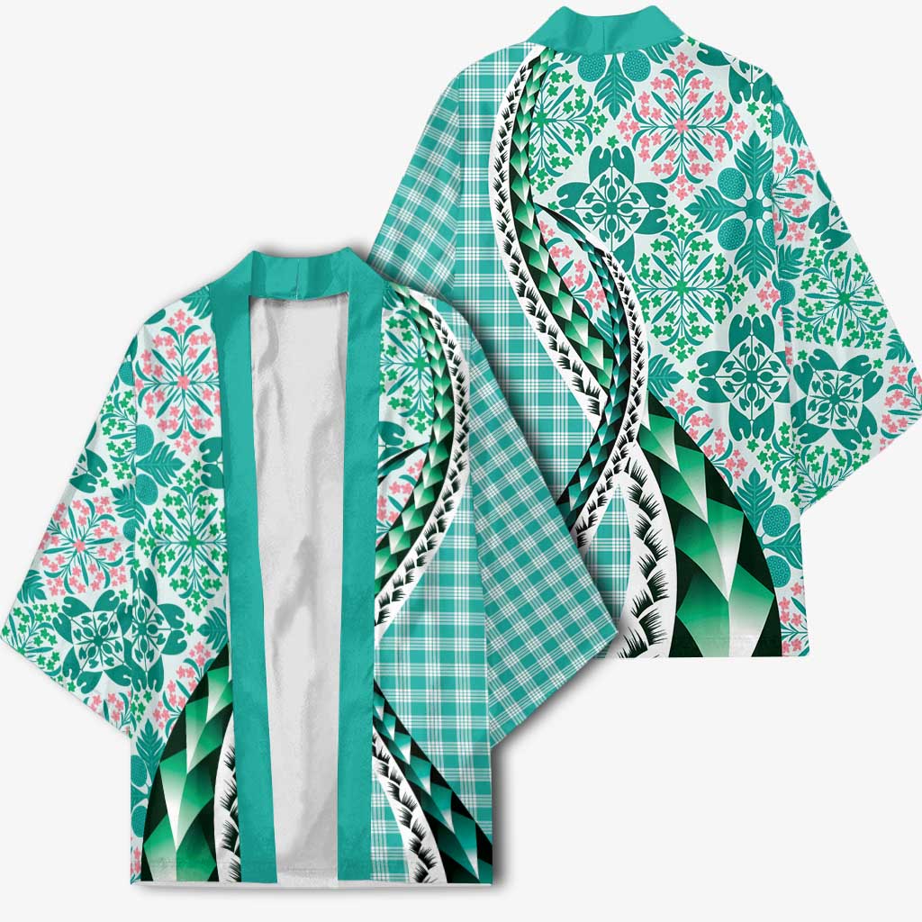 Aloha Vintage Palaka Floral Hawaiian Quilt Kimono Polu Motif - Polynesian Pride