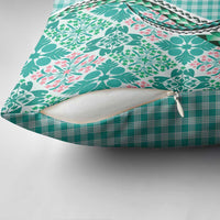 Aloha Vintage Palaka Floral Hawaiian Quilt Pillow Cover Polu Motif - Polynesian Pride