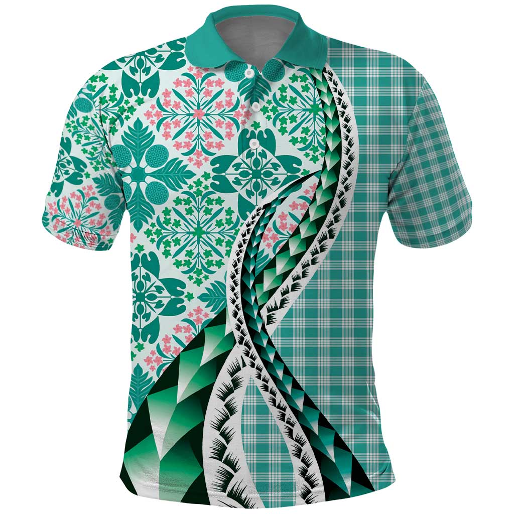 Aloha Vintage Palaka Floral Hawaiian Quilt Polo Shirt Polu Motif - Polynesian Pride