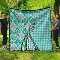 Aloha Vintage Palaka Floral Hawaiian Quilt Quilt Polu Motif - Polynesian Pride