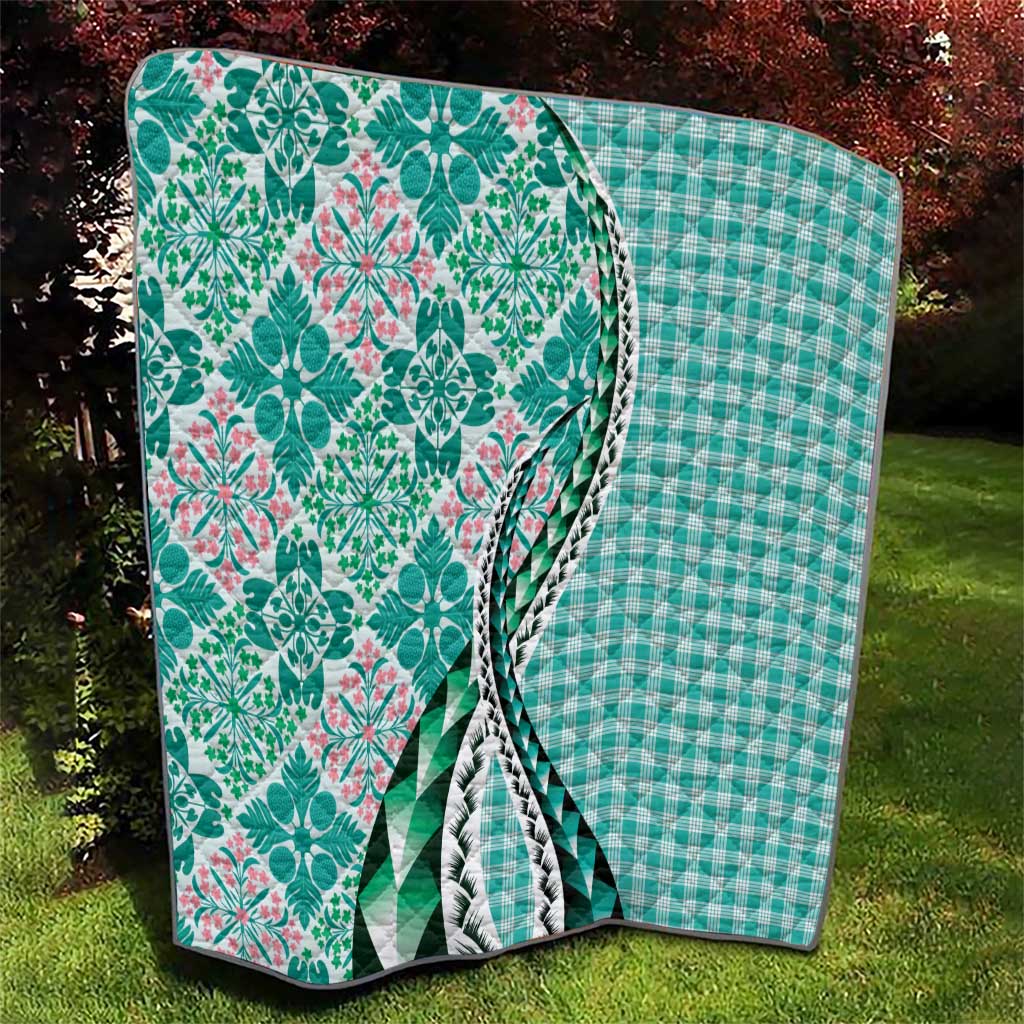 Aloha Vintage Palaka Floral Hawaiian Quilt Quilt Polu Motif - Polynesian Pride