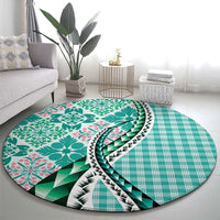 Aloha Vintage Palaka Floral Hawaiian Quilt Round Carpet Polu Motif - Polynesian Pride
