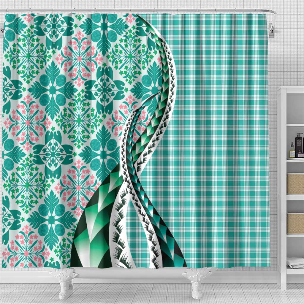 Aloha Vintage Palaka Floral Hawaiian Quilt Shower Curtain Polu Motif - Polynesian Pride