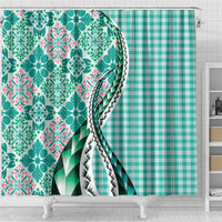 Aloha Vintage Palaka Floral Hawaiian Quilt Shower Curtain Polu Motif - Polynesian Pride