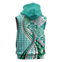 Aloha Vintage Palaka Floral Hawaiian Quilt Sleeveless Zip Hoodie Polu Motif - Polynesian Pride