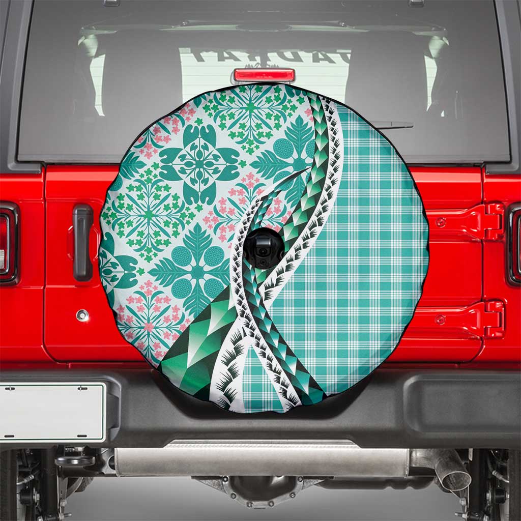 Aloha Vintage Palaka Floral Hawaiian Quilt Spare Tire Cover Polu Motif - Polynesian Pride