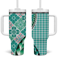 Aloha Vintage Palaka Floral Hawaiian Quilt Tumbler With Handle Polu Motif - Polynesian Pride