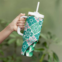 Aloha Vintage Palaka Floral Hawaiian Quilt Tumbler With Handle Polu Motif - Polynesian Pride