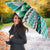 Aloha Vintage Palaka Floral Hawaiian Quilt Umbrella Polu Motif - Polynesian Pride