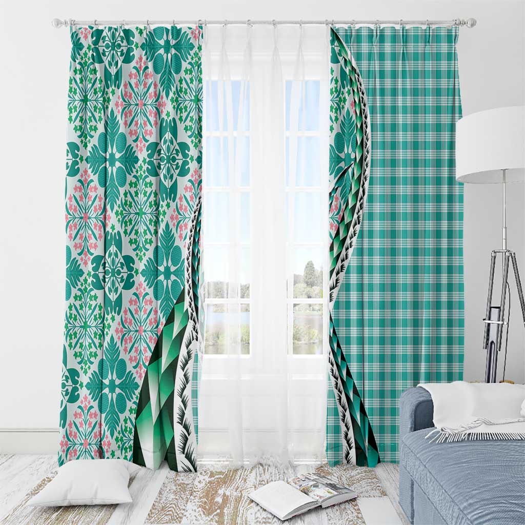 Aloha Vintage Palaka Floral Hawaiian Quilt Window Curtain Polu Motif - Polynesian Pride