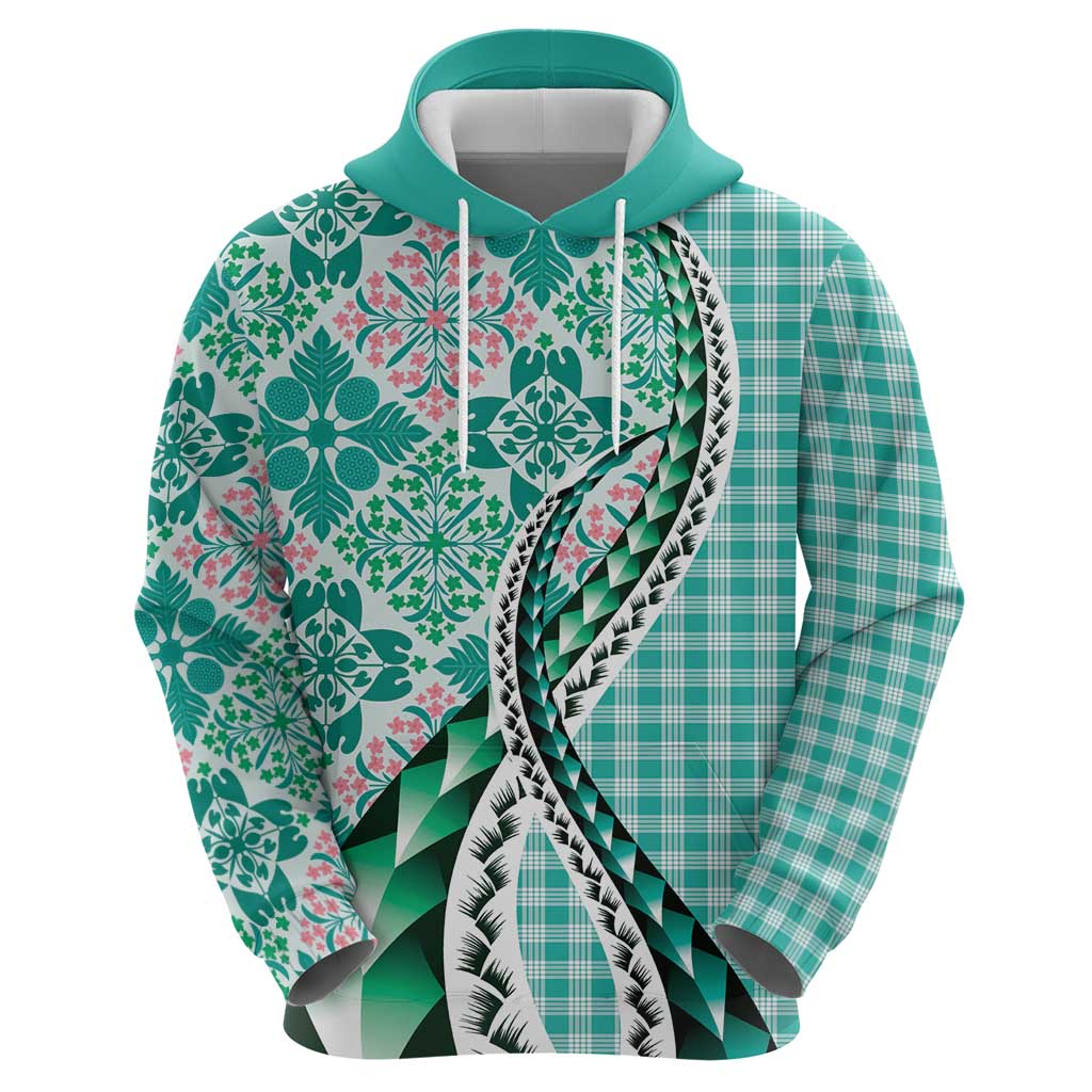 Aloha Vintage Palaka Floral Hawaiian Quilt Zip Hoodie Polu Motif - Polynesian Pride