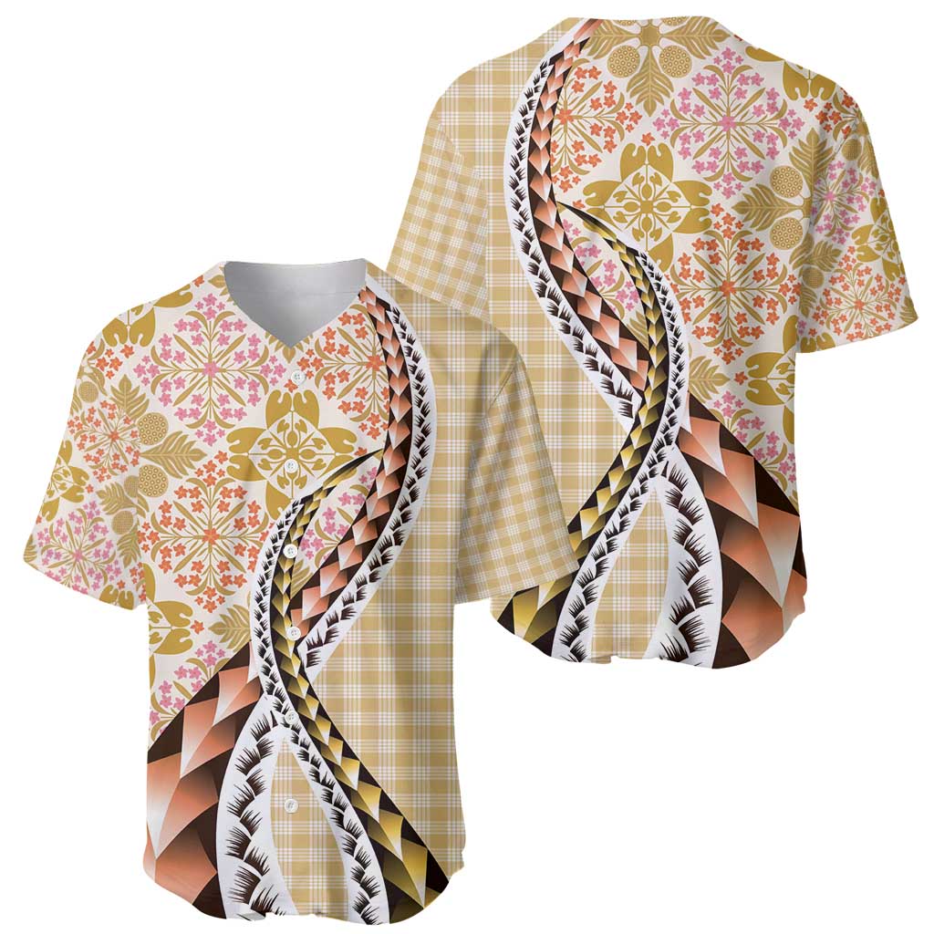 Aloha Vintage Palaka Floral Hawaiian Quilt Baseball Jersey Melemele Motif - Polynesian Pride