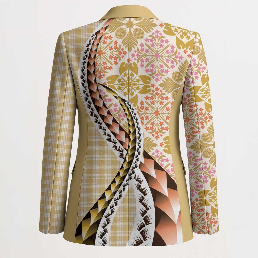 Aloha Vintage Palaka Floral Hawaiian Quilt Blazer Melemele Motif - Polynesian Pride