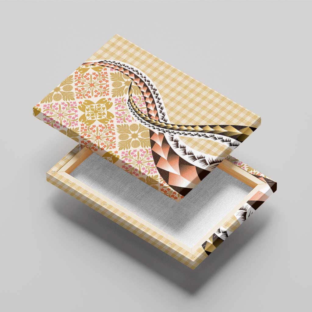 Aloha Vintage Palaka Floral Hawaiian Quilt Canvas Wall Art Melemele Motif - Polynesian Pride