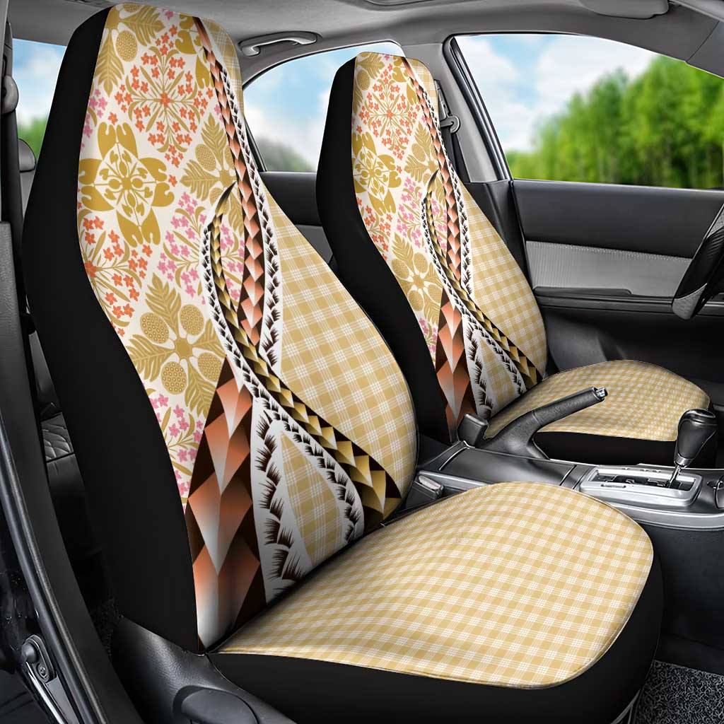Aloha Vintage Palaka Floral Hawaiian Quilt Car Seat Cover Melemele Motif - Polynesian Pride