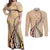 Aloha Vintage Palaka Floral Hawaiian Quilt Couples Matching Off Shoulder Maxi Dress and Long Sleeve Button Shirt Melemele Motif - Polynesian Pride