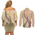 Aloha Vintage Palaka Floral Hawaiian Quilt Couples Matching Off Shoulder Short Dress and Long Sleeve Button Shirt Melemele Motif - Polynesian Pride