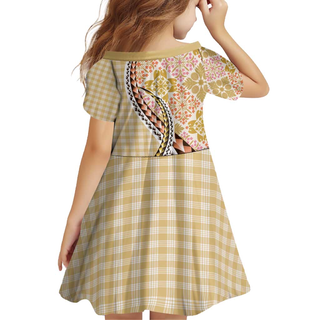 Aloha Vintage Palaka Floral Hawaiian Quilt Family Matching Off Shoulder Short Dress and Hawaiian Shirt Melemele Motif - Polynesian Pride