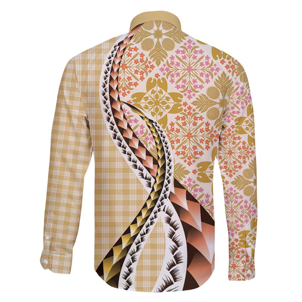 Aloha Vintage Palaka Floral Hawaiian Quilt Family Matching Puletasi and Hawaiian Shirt Melemele Motif - Polynesian Pride