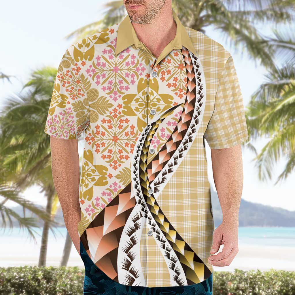 Aloha Vintage Palaka Floral Hawaiian Quilt Hawaiian Shirt Melemele Motif - Polynesian Pride