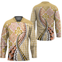 Aloha Vintage Palaka Floral Hawaiian Quilt Hockey Jersey Melemele Motif - Polynesian Pride