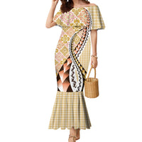 Aloha Vintage Palaka Floral Hawaiian Quilt Mermaid Dress Melemele Motif - Polynesian Pride