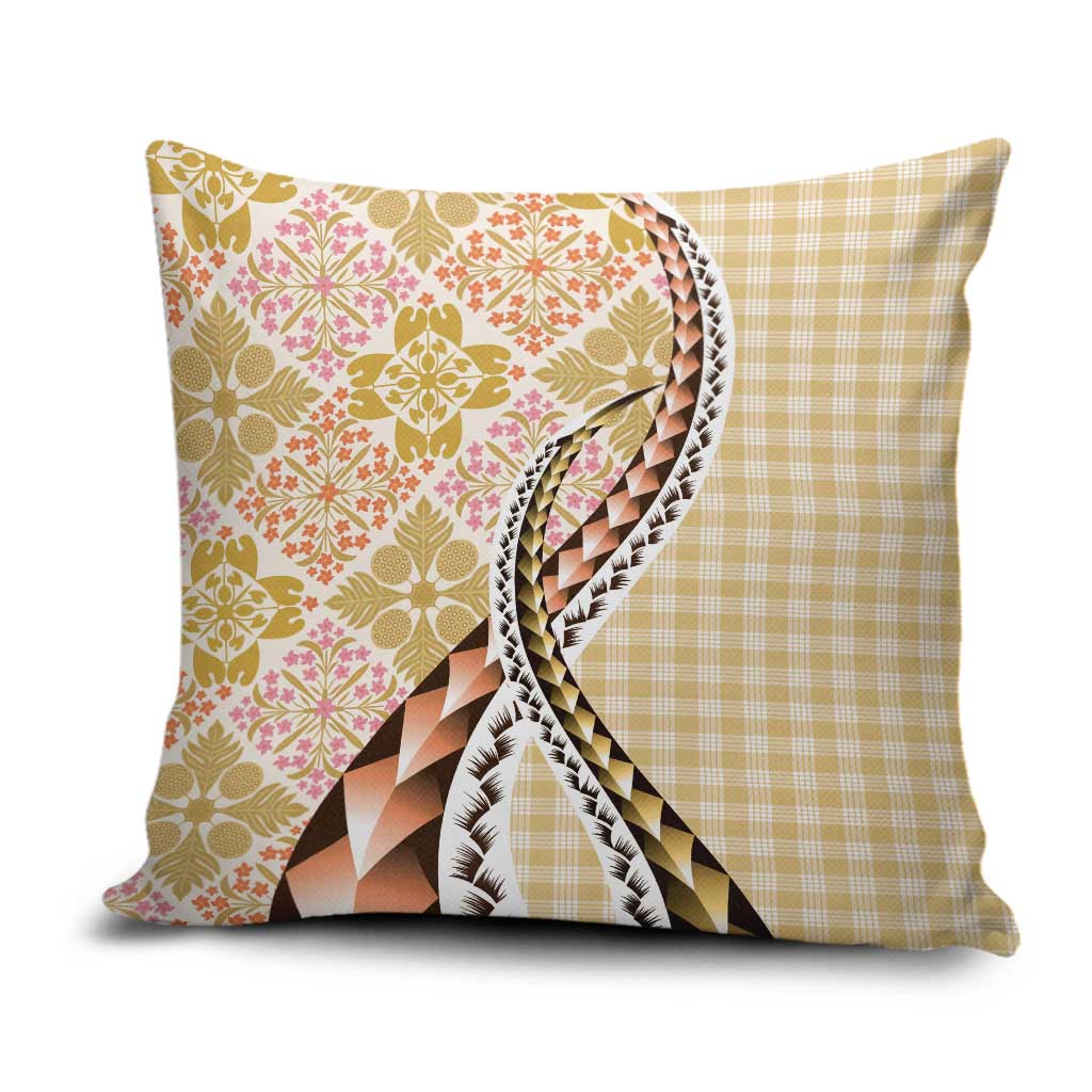 Aloha Vintage Palaka Floral Hawaiian Quilt Pillow Cover Melemele Motif - Polynesian Pride