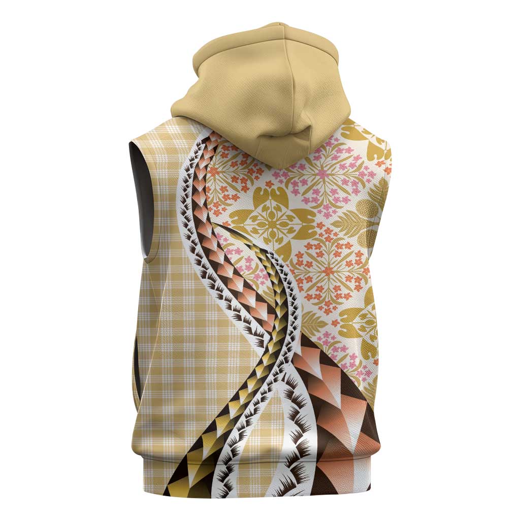 Aloha Vintage Palaka Floral Hawaiian Quilt Sleeveless Zip Hoodie Melemele Motif LT9