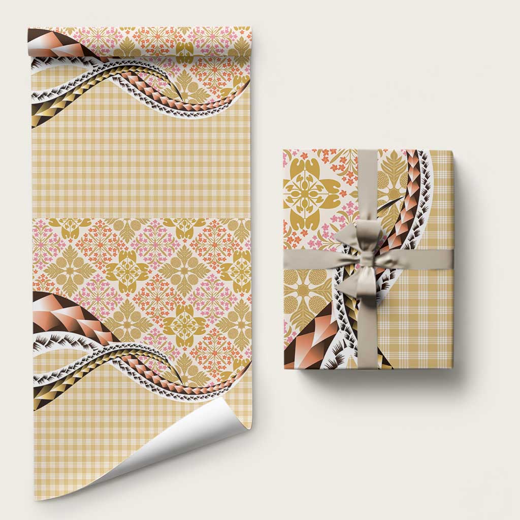 Aloha Vintage Palaka Floral Hawaiian Quilt Wrapping Paper Melemele Motif - Polynesian Pride