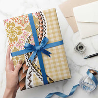 Aloha Vintage Palaka Floral Hawaiian Quilt Wrapping Paper Melemele Motif - Polynesian Pride