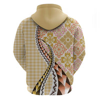 Aloha Vintage Palaka Floral Hawaiian Quilt Zip Hoodie Melemele Motif - Polynesian Pride