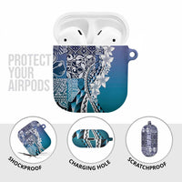 Aloha Vintage Plumeria Hawaiian Tapa Pattern AirPods Case Blue Hawaiian Tapa Pattern - Polynesian Pride