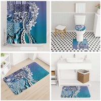 Aloha Vintage Plumeria Hawaiian Tapa Pattern Bathroom Set Blue Hawaiian Tapa Pattern - Polynesian Pride