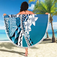 Aloha Vintage Plumeria Hawaiian Tapa Pattern Beach Blanket Blue Hawaiian Tapa Pattern - Polynesian Pride